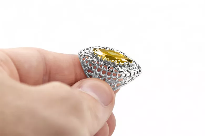 Стерлингово сребро 925 Жълт перидот Пръстен Винтидж стил vrc090s